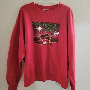 Vintage 1999 The Greatest Gift Is Jesus Christmas Sweatshirt Size 2XL Red Church